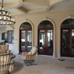 Three Double Set French Doors of High End Double Retractable Screen Doors in Back Yard