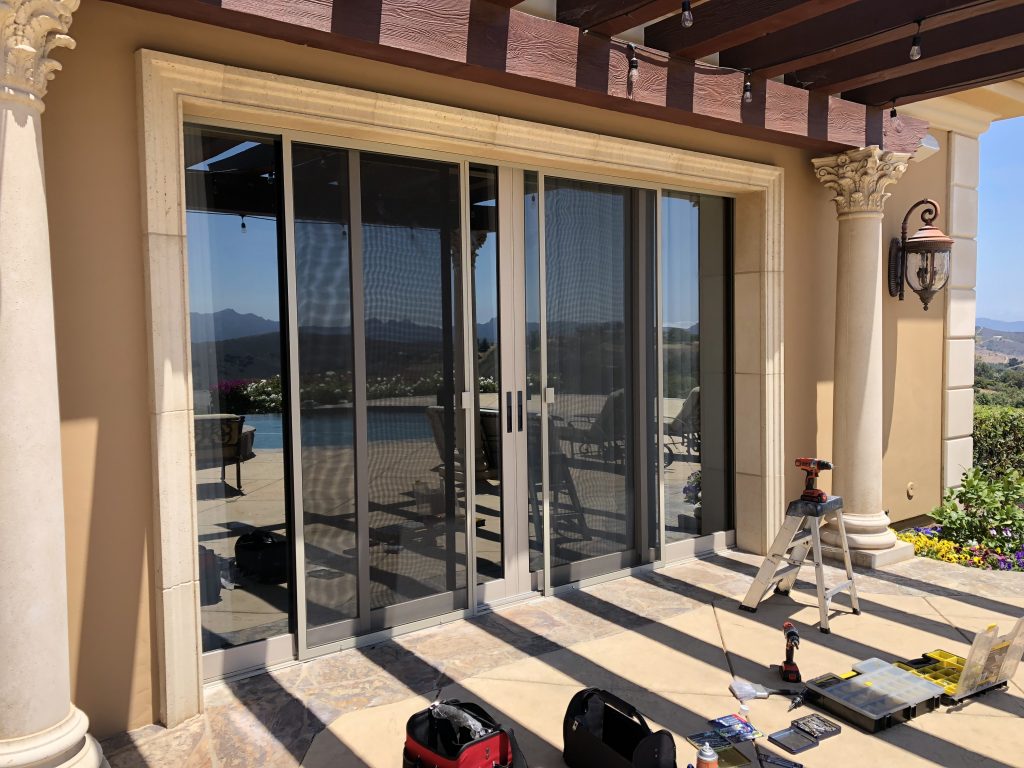 After Installation of Sliding patio doors in dessert tan